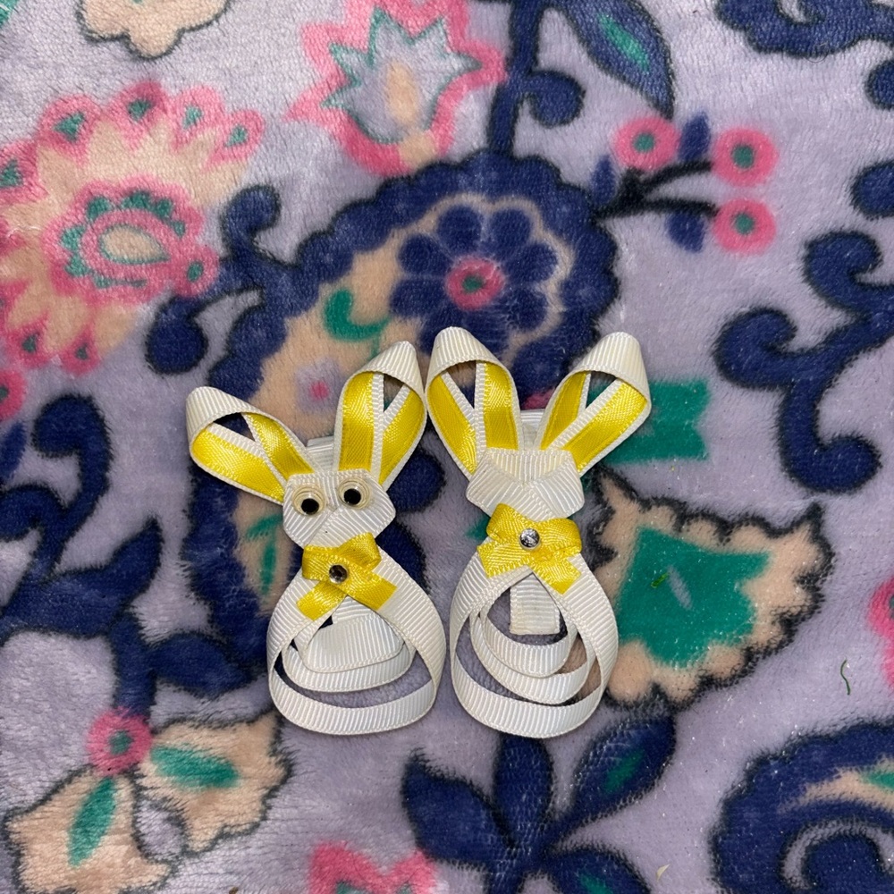 Yellow and White Bunny Kids hairbows